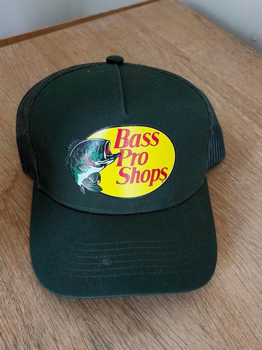 Bass Pro Shops Dark Green Mesh Back Cap with Yellow Logo